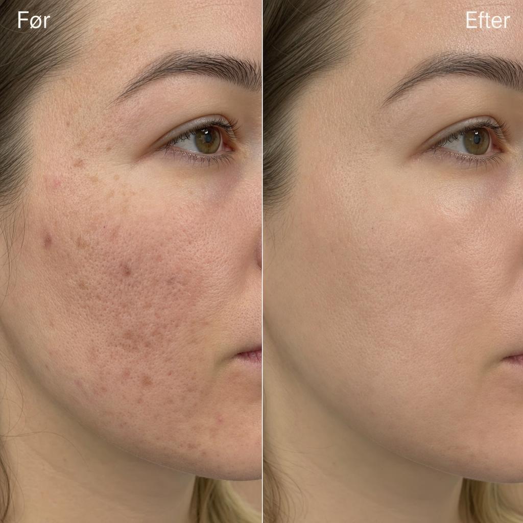 Før og efter microneedling: Færre ar og mindre synlige porer