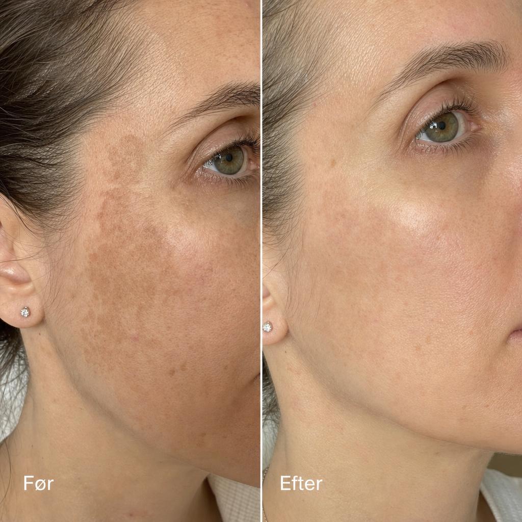 Før og efter microneedling: Reduceret pigmentering og solskader